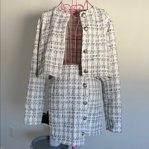 SHEIN Black and White Plaid Mini Skirt